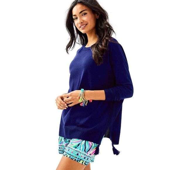 Lilly Pulitzer Damara Sweater in Navy Sz XS | Preppy Vacation Neutral Minimalist - Picture 1 of 13